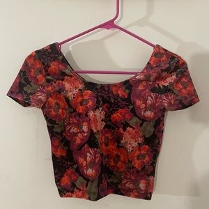 NWOT Velvet Floral Crop Top